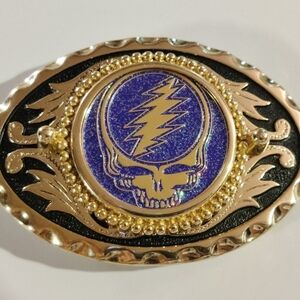Grateful Dead "Viola Lee" STEAL YOUR FACE Stealie Gold Tone Belt Buckle
